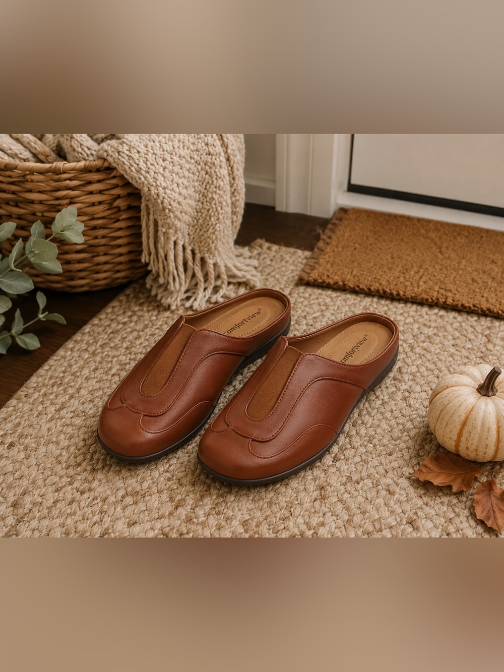 Comfortview Slip On Mule Clogs Kailey Brown Women Sz 10WW Extra Wide Comfort